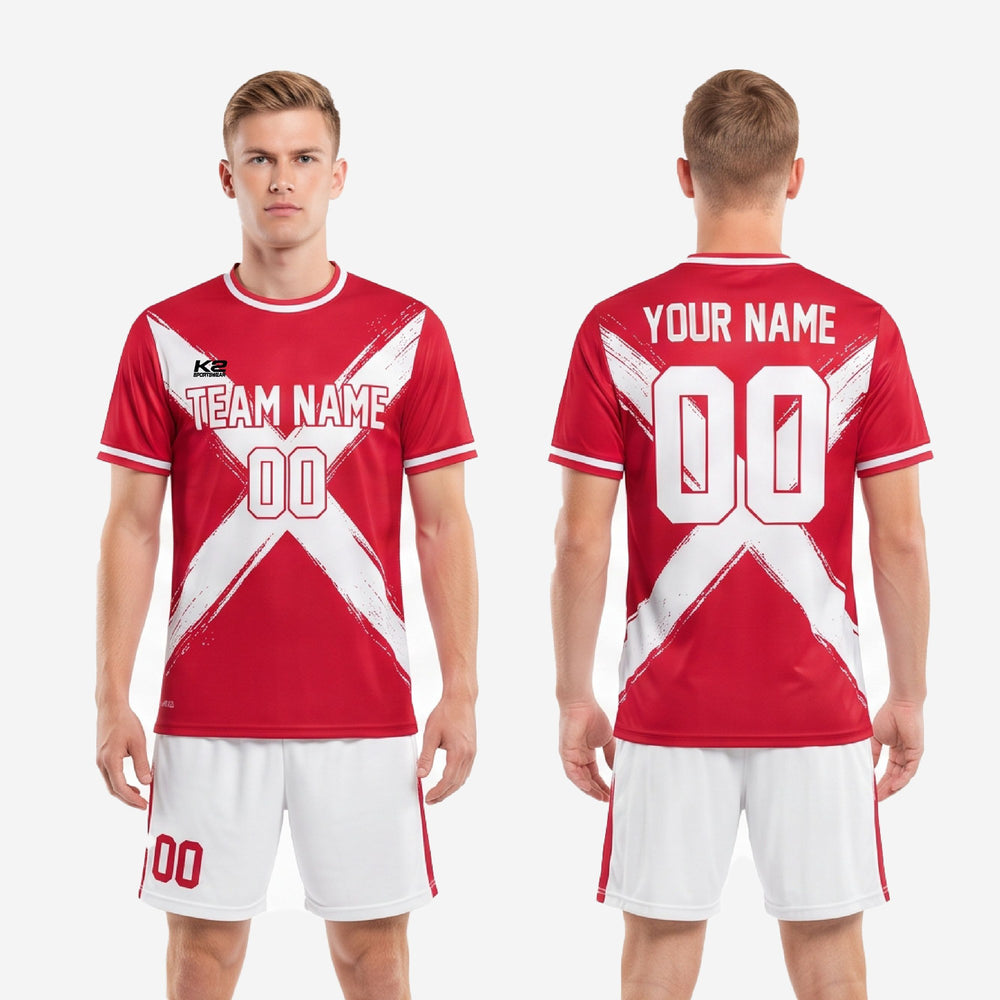 Sublimated Red Soccer Uniform - Custom Red Splash Kit