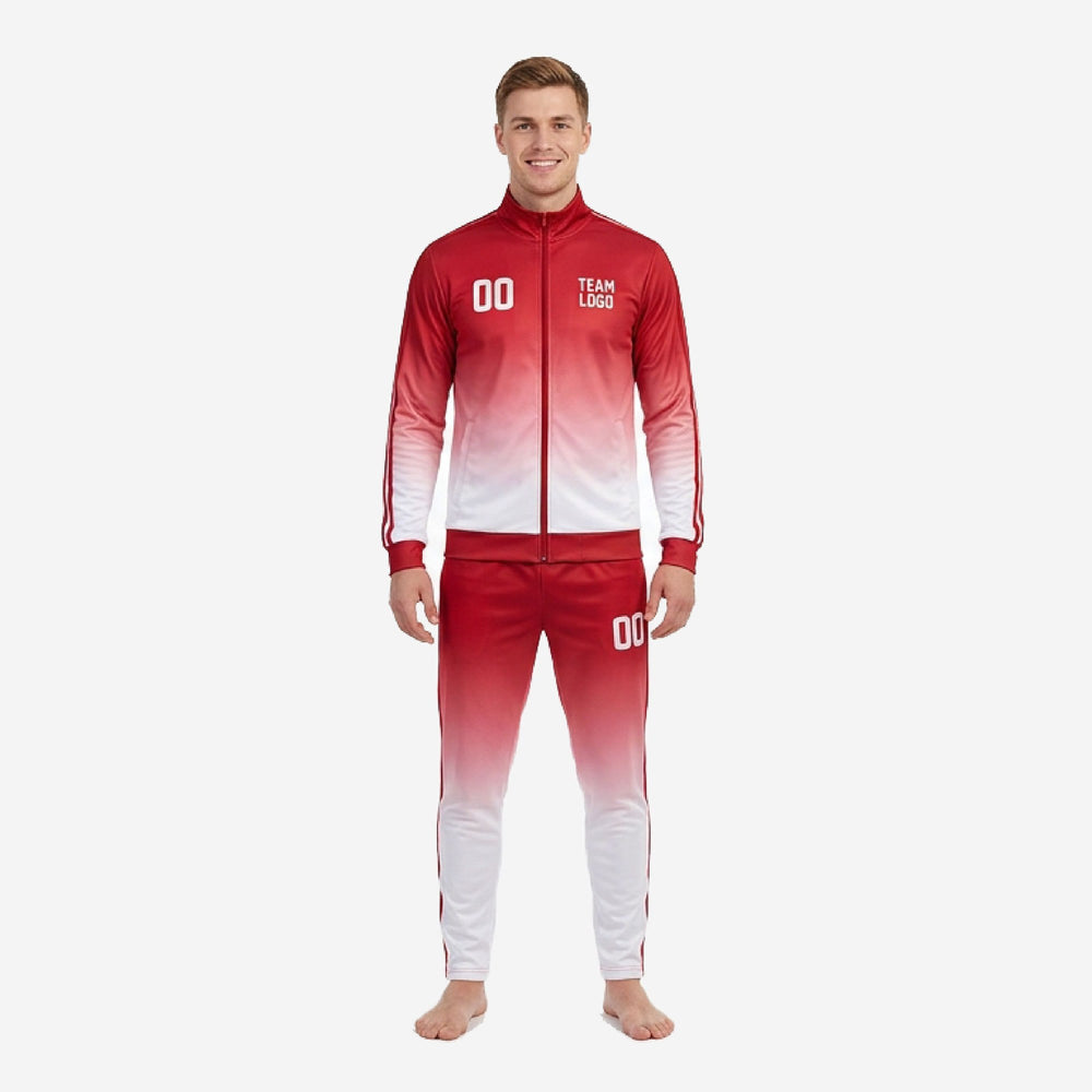 Gradient Red and White Soccer Tracksuit | Custom 2-Piece Set
