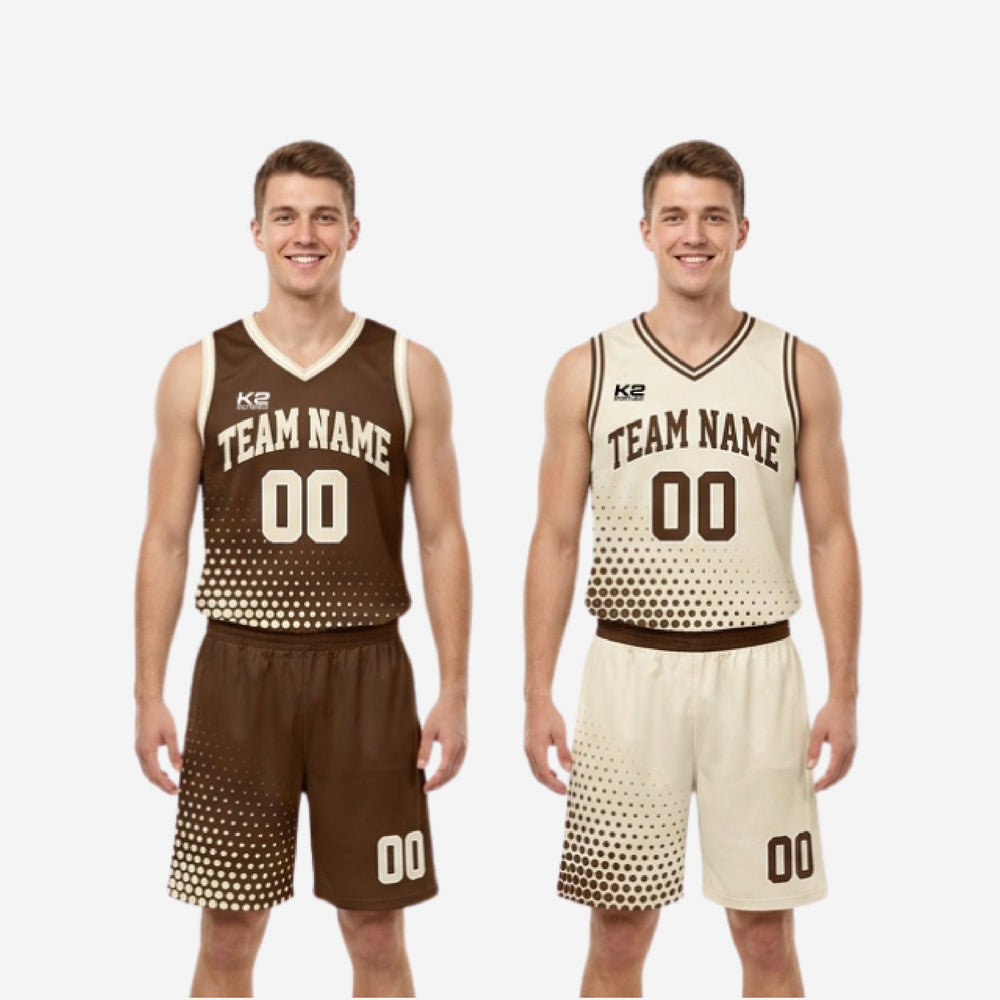 Custom Brown Reversible Basketball Uniform Sets | Your Logo