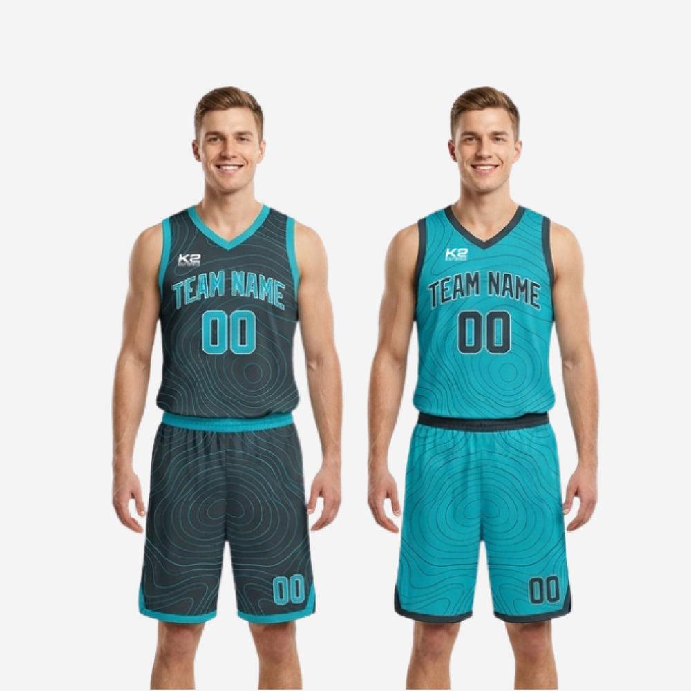 Custom Reversible Team Basketball Uniforms - Teal Game Day Set