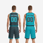 Matching shorts detail showing teal waistband drawcord, topographic sublimated pattern and player number on left leg