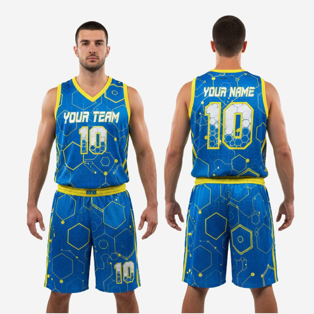 Custom Royal Blue Basketball Uniforms | Hex Pattern Set