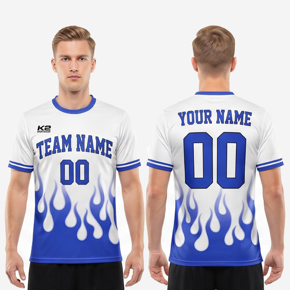 Custom Royal Blue Soccer Jersey - White, Youth and Adult Sizes