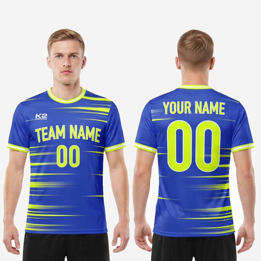 Custom Blue and White Soccer Jersey with Team Name and Numbers