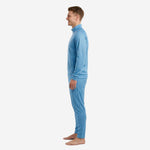 Custom sky blue soccer tracksuit right side view showing dot-texture knit fabric and slim fit cut