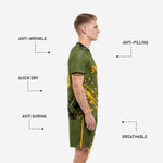 Custom soccer kit army green and gold full jersey and shorts set