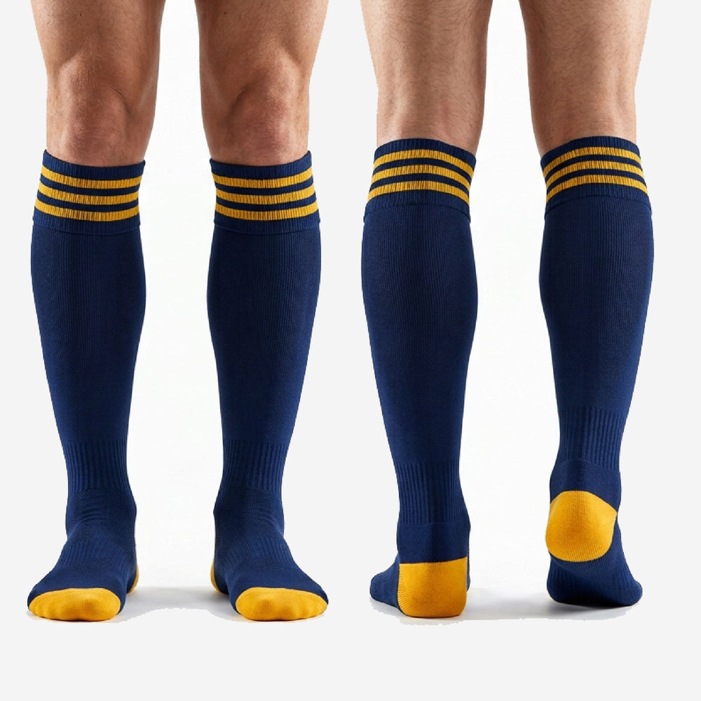 Custom Gold Soccer Socks - Full Squad Navy Blue Team Socks