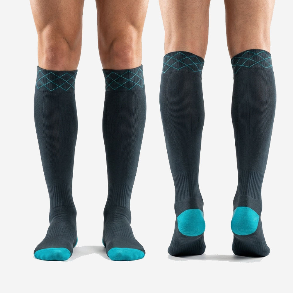 Custom Teal Soccer Socks Mens - Over the Calf Match Socks