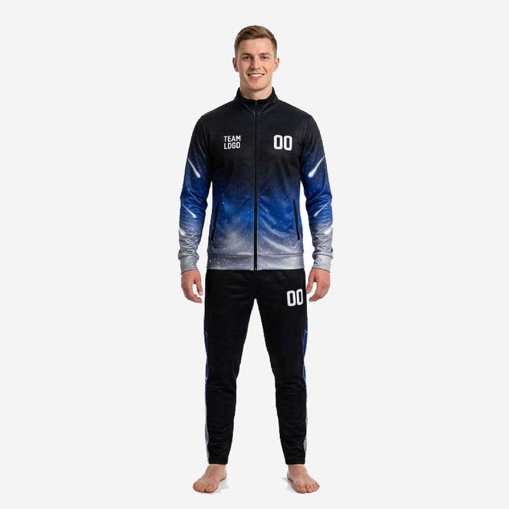 Custom Soccer Tracksuits for Club Squads - Black Blue Kit