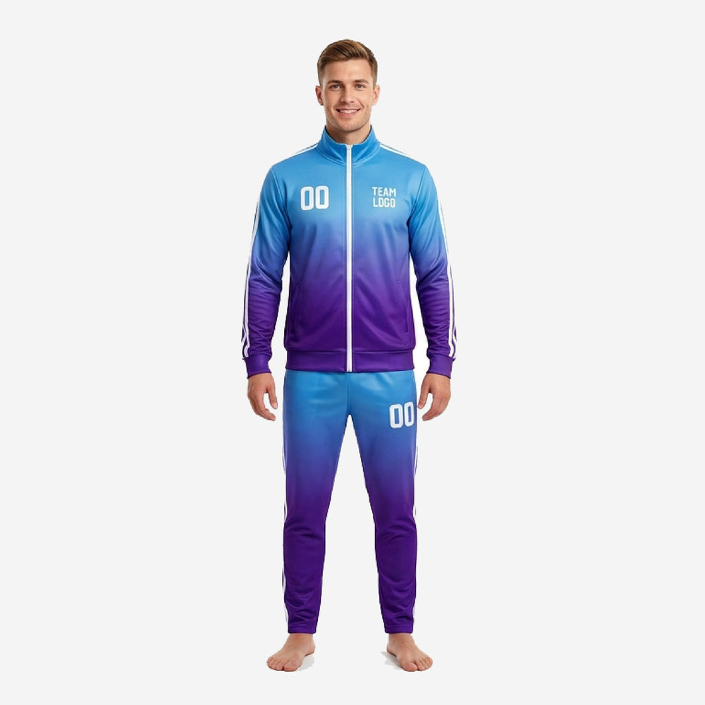 Custom Soccer Tracksuit Set - Full Squad Blue Purple Kit