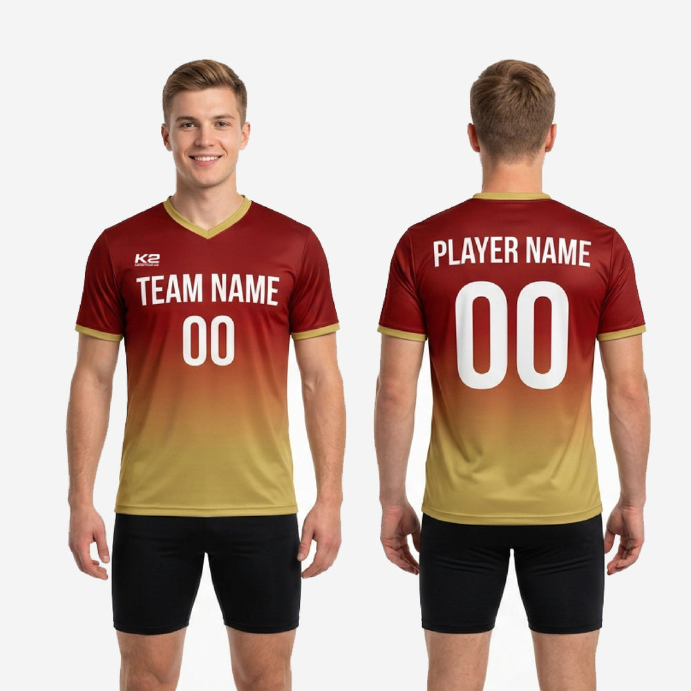 Mens Soccer Training Jersey - Custom Maroon Gold Kit