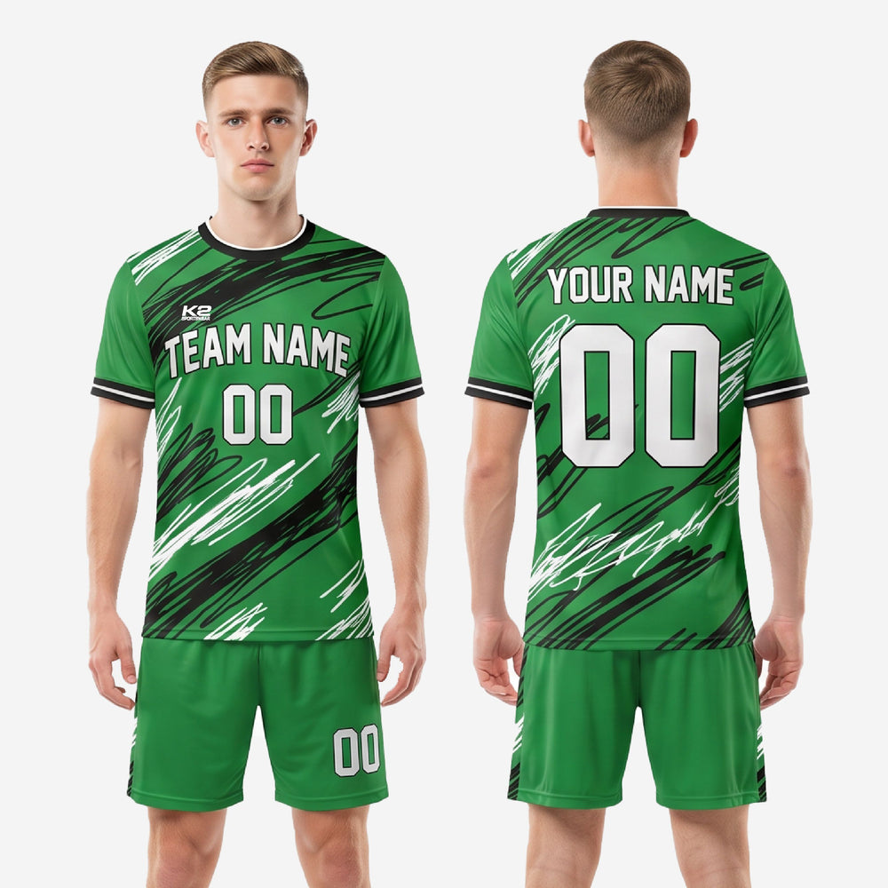 Green & Black Soccer Uniforms | Sublimated Scratch Pattern Kit