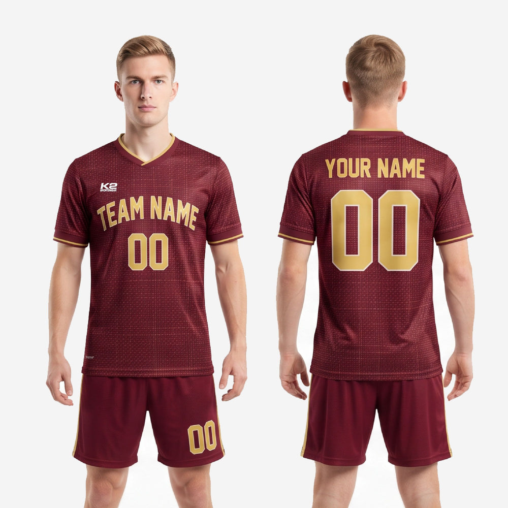Custom Soccer Uniform Men with Team Name and Numbers - Maroon