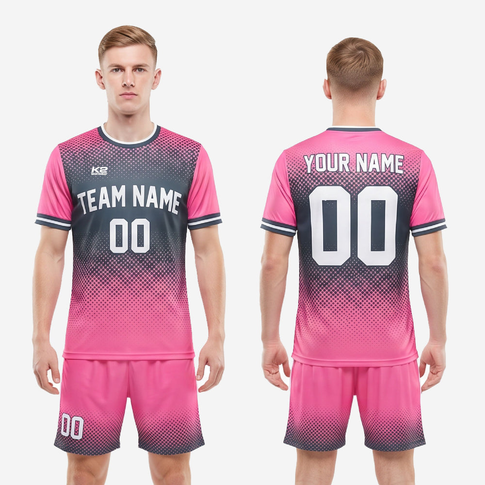 Pink & Charcoal Soccer Uniform Kit | Blank Soccer Uniforms, Custom Sublimated