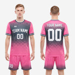 Custom soccer uniforms full kit pink and charcoal with team name and number