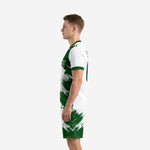 Custom soccer uniforms teams package Forest Green and White, back view showing player name and number placement