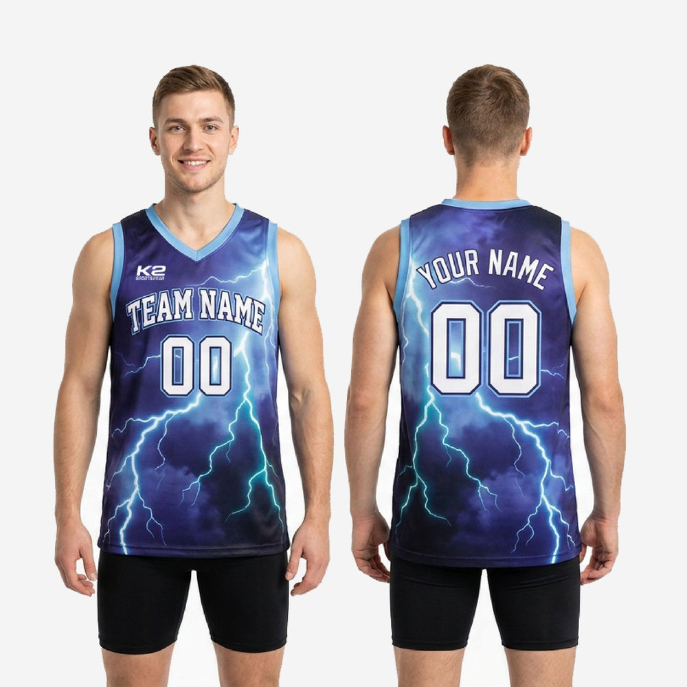 Electric Navy Custom Sublimated Basketball Jerseys - Names and Numbers