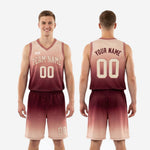 Size chart for custom sublimated basketball uniforms showing youth and adult size measurements for jersey and shorts