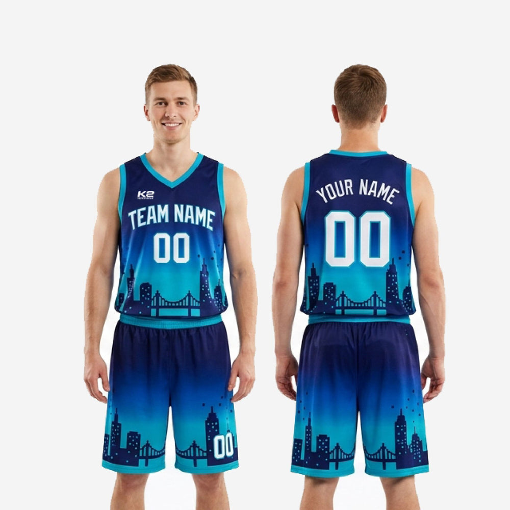Custom Sublimated Basketball Uniforms for Youth Teams - Navy Teal