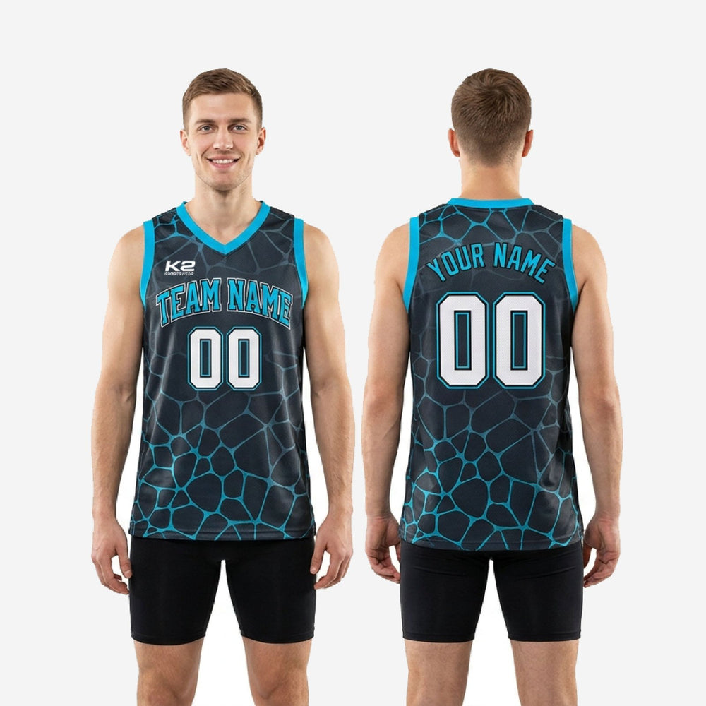Full Print Custom Teal Basketball Jerseys - Black Teal