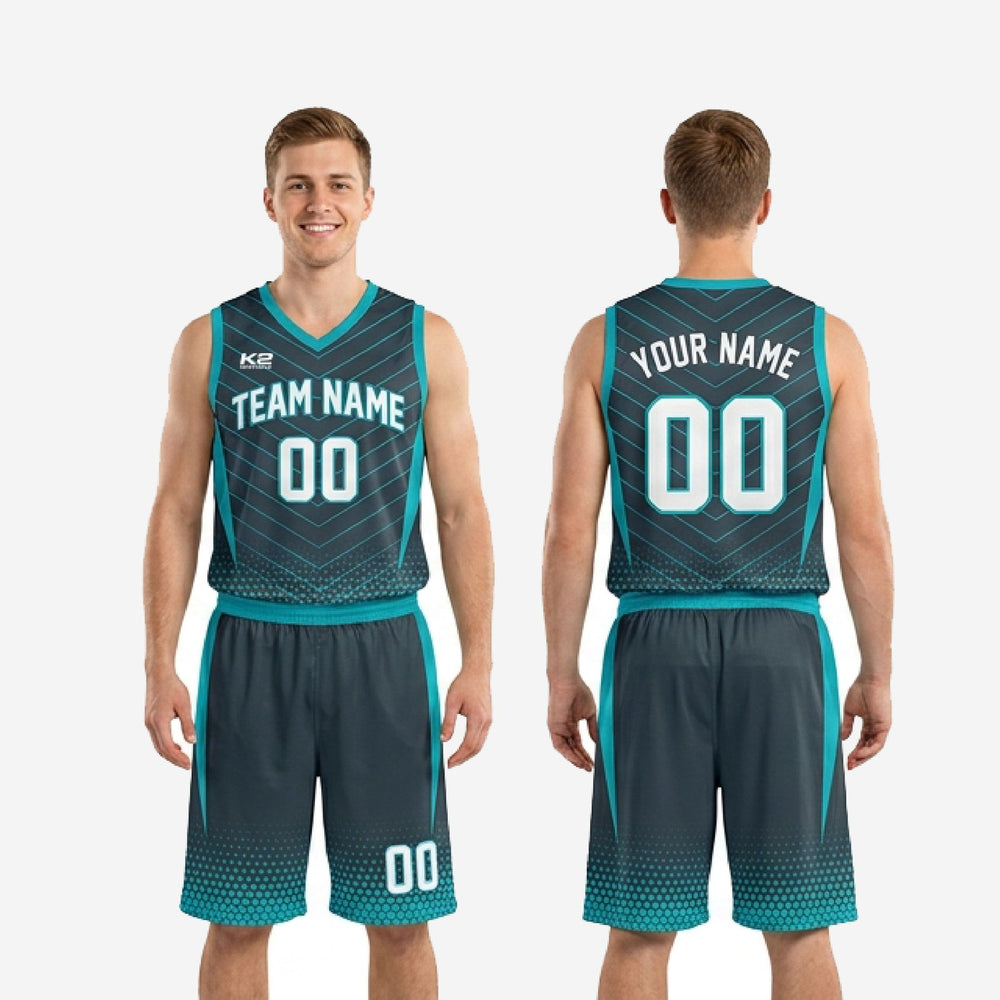 Custom Teal Basketball Uniforms - Charcoal Uniforms for the Season