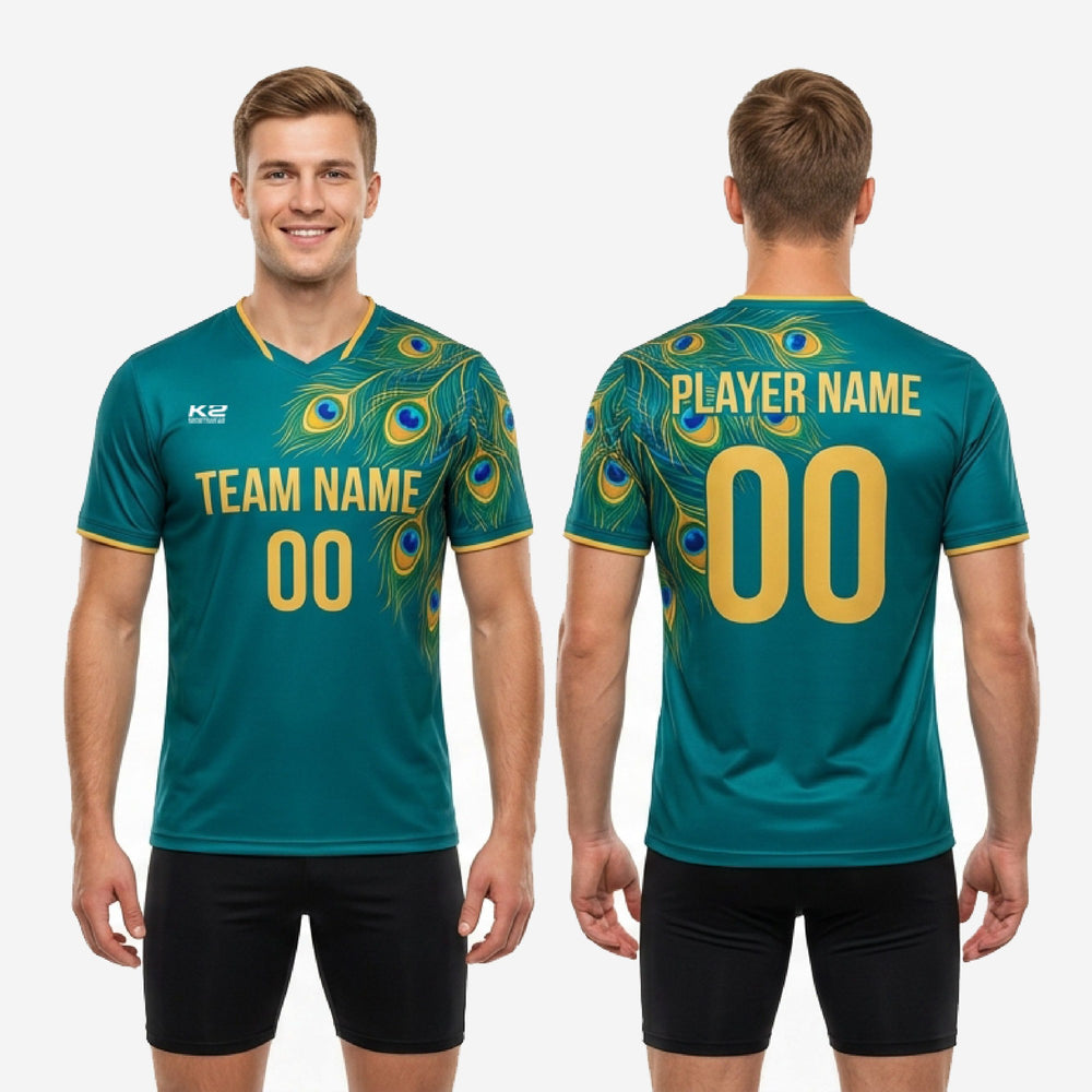 Custom Teal and Gold Green Soccer Training Jersey - Full Sublimation