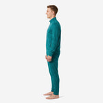 Custom teal soccer tracksuit full 2-piece mens set printed edge to edge with full-dye sublimation in solid teal and white