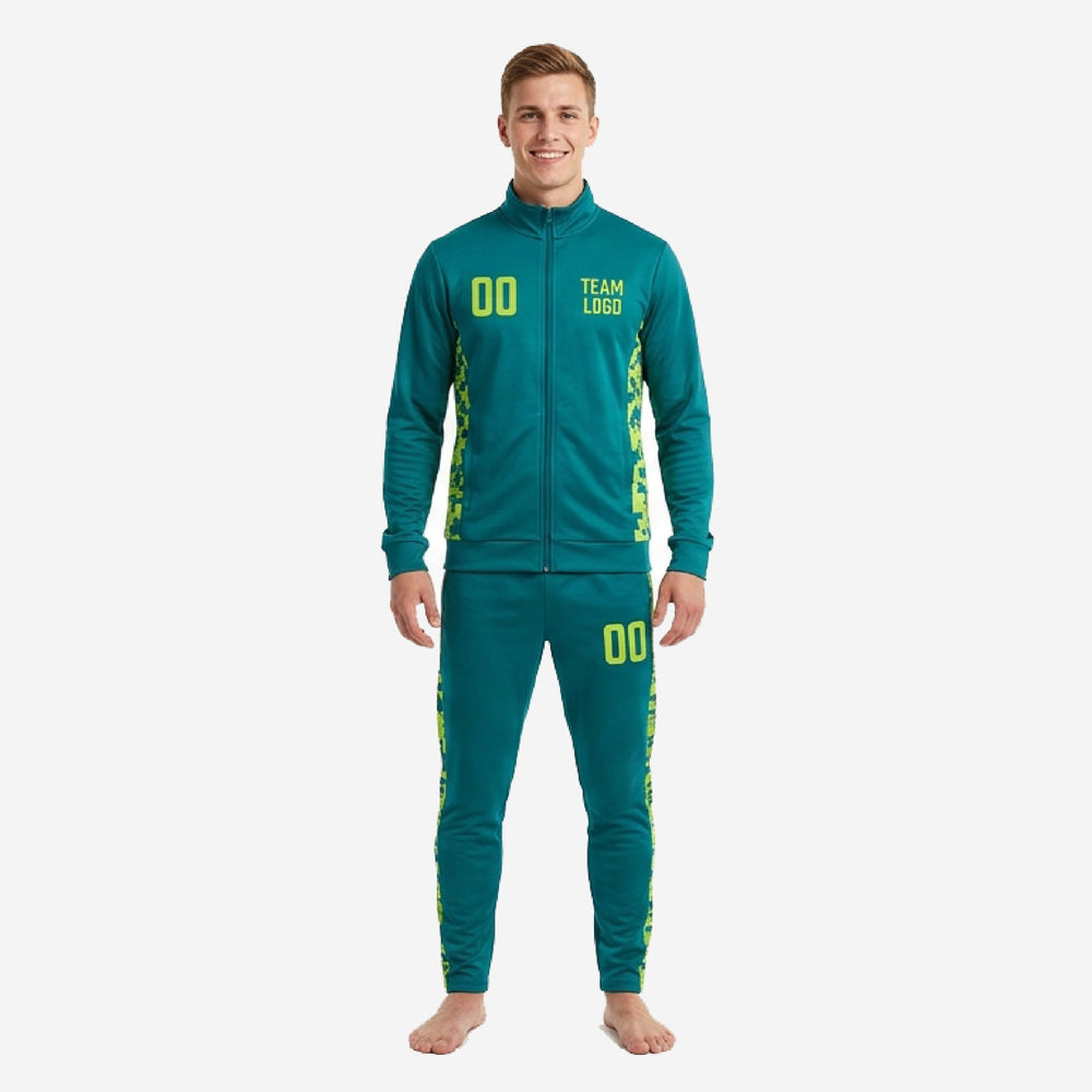 Bold Custom Teal Soccer Tracksuit - Neon Yellow Kit