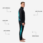 Custom teal soccer tracksuit tapered pant side panel with galaxy sublimation stripe running full leg length