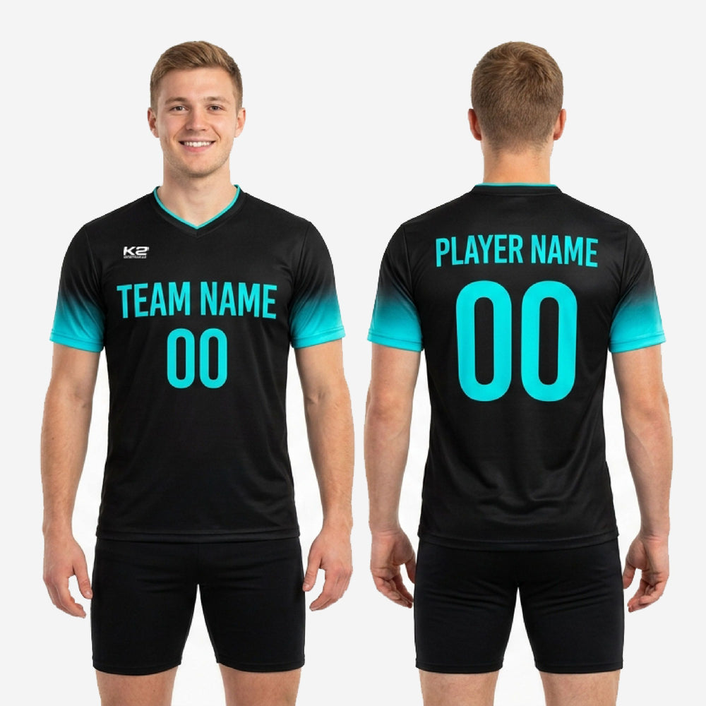 Gradient Sleeve Teal Soccer Training Jersey Custom Black