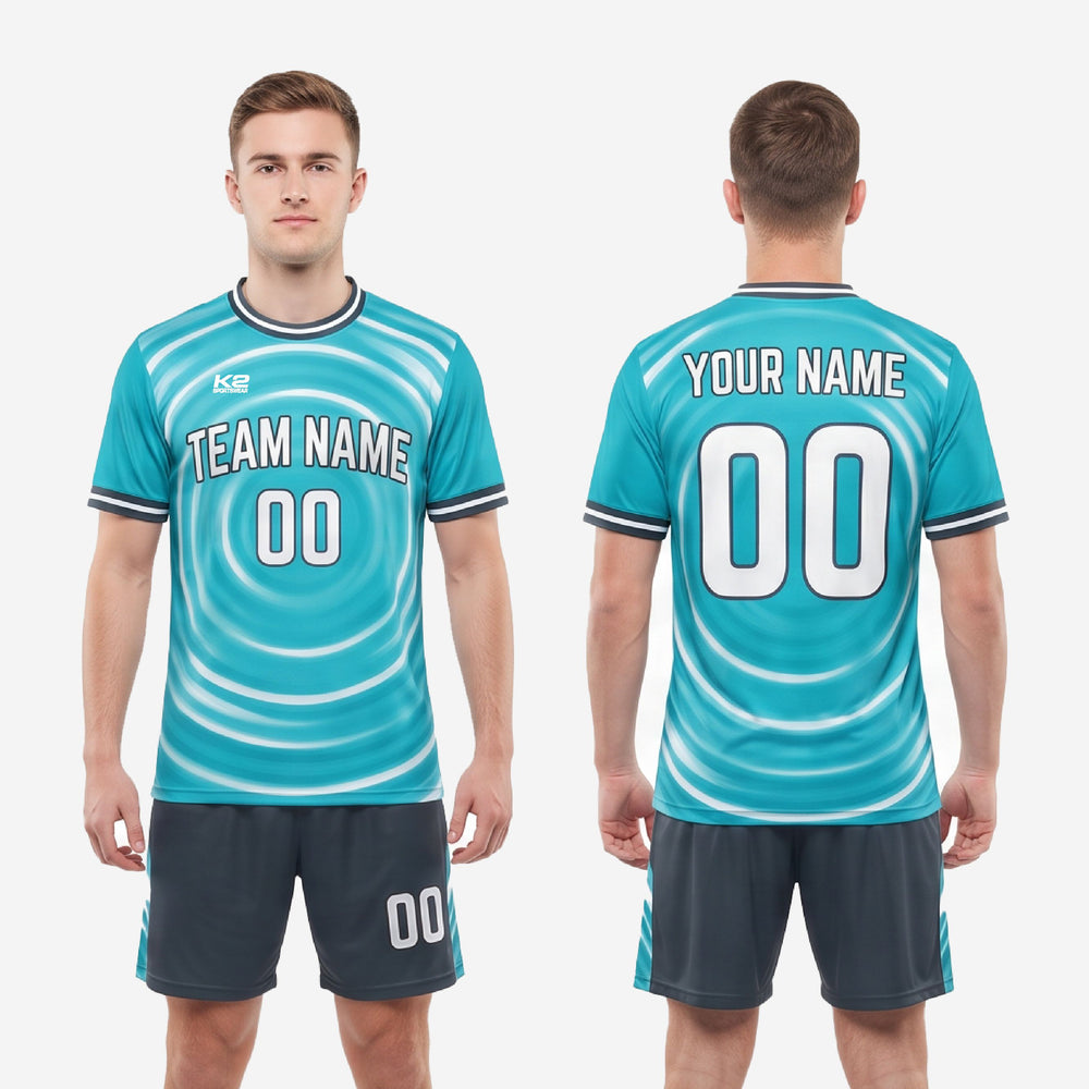 Vintage Soccer Kits | Teal & Charcoal Ripple Wave Uniform Set