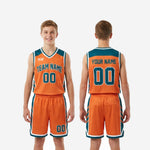Back view of custom teal youth basketball uniforms showing back number placement and teal shoulder cap design on sublimated jersey