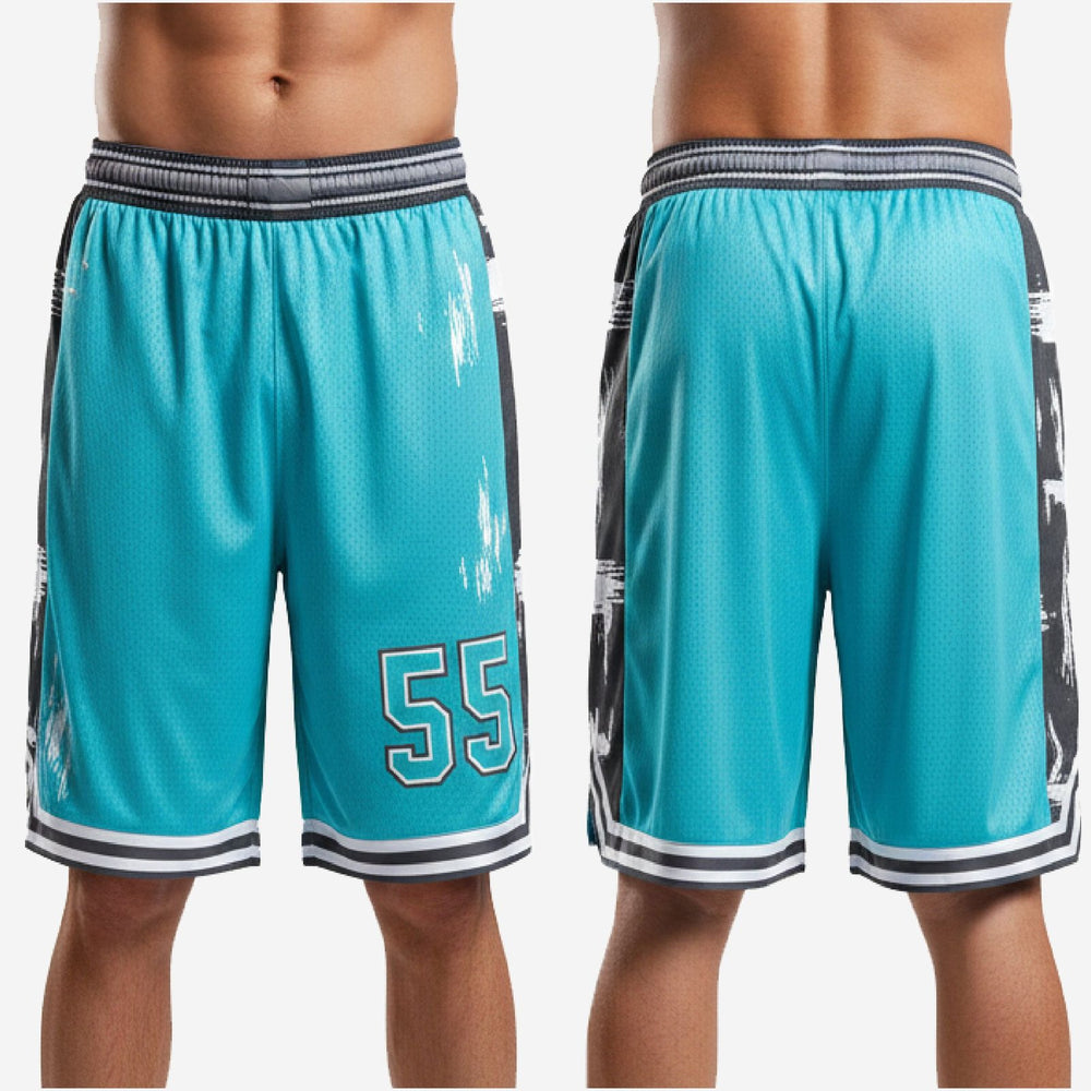 Custom Team Basketball Shorts with Your Logo - Teal and Black Set