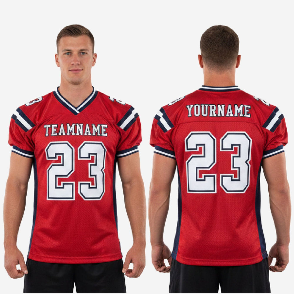Custom Team Football Jerseys - Red and Navy Game Day