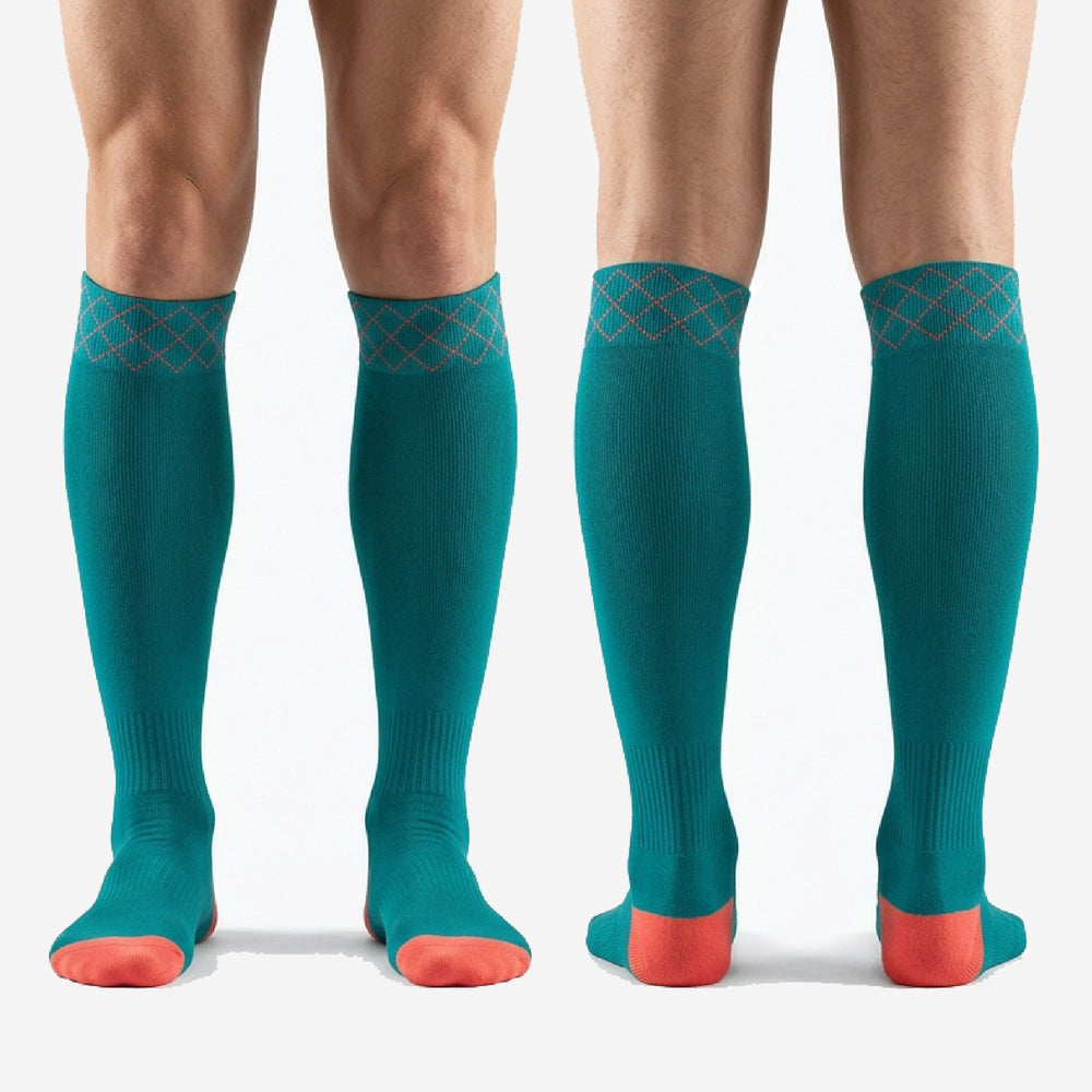 Turquoise Soccer Socks - Custom Teal Geometric Team Socks