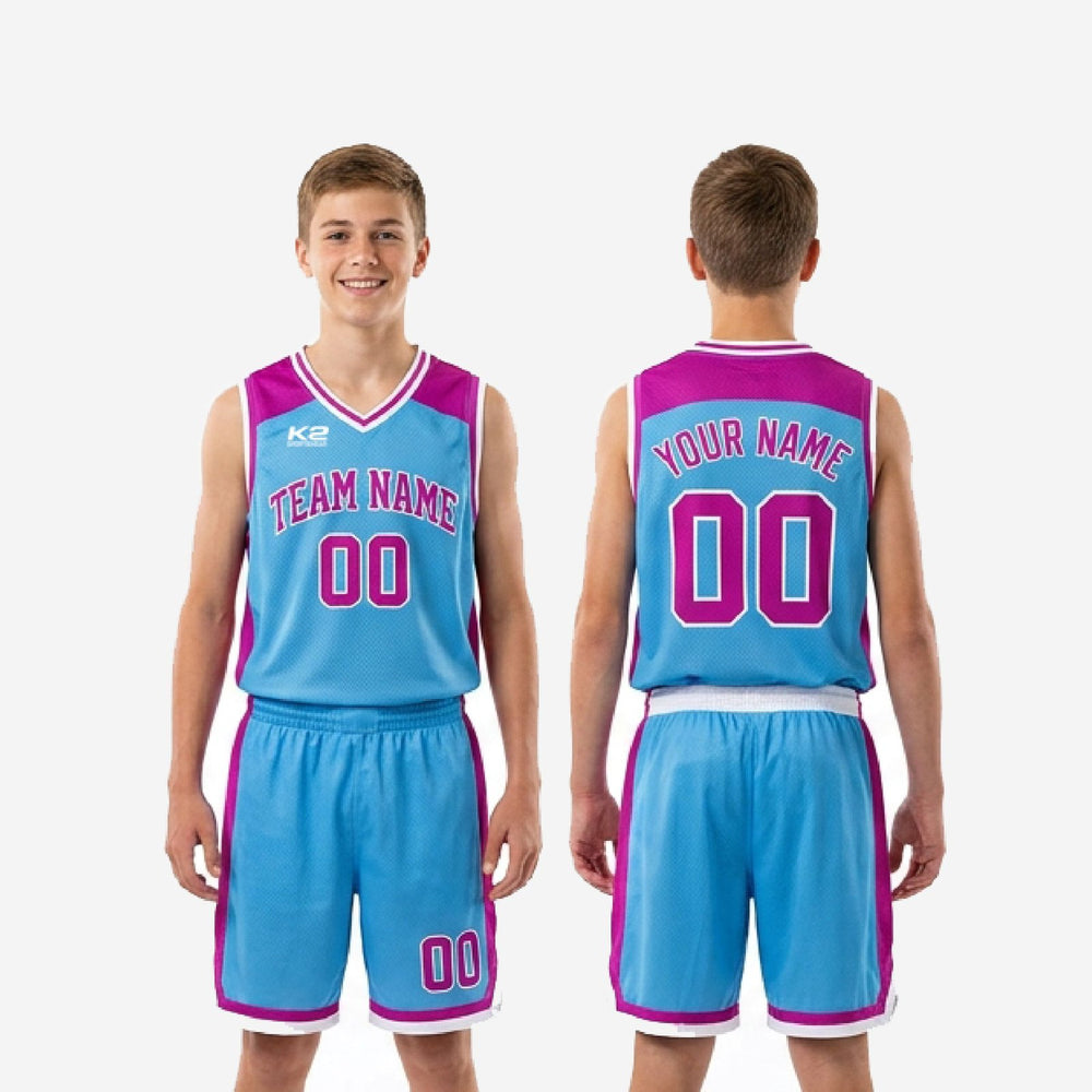 Custom Blue and White Youth Basketball Uniforms - Names and Numbers