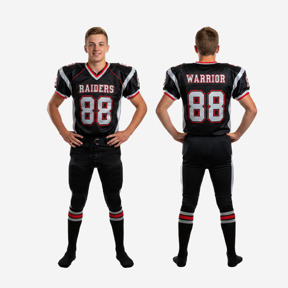 Custom Personalized Youth Football Uniforms - Black and Red