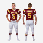 custom youth American football uniform size and specification chart showing youth sizing for full roster orders
