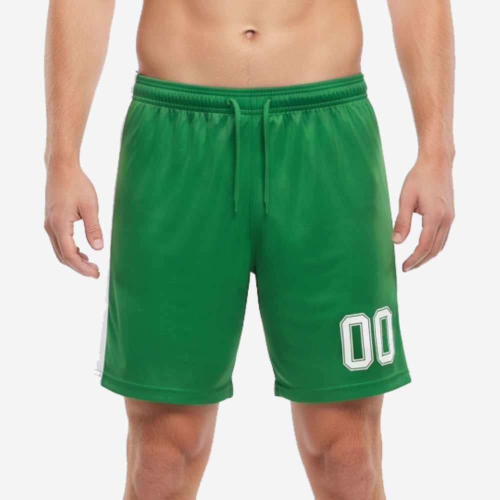 Solid Dark Green Soccer Shorts | Custom Side Panel Print