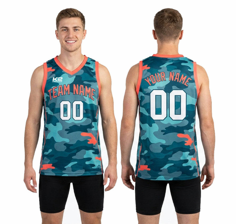 Custom Digital Camo Basketball Jerseys - Teal Team Order Jersey