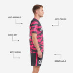 Custom digital camo soccer jersey and shorts with player number printed on shorts
