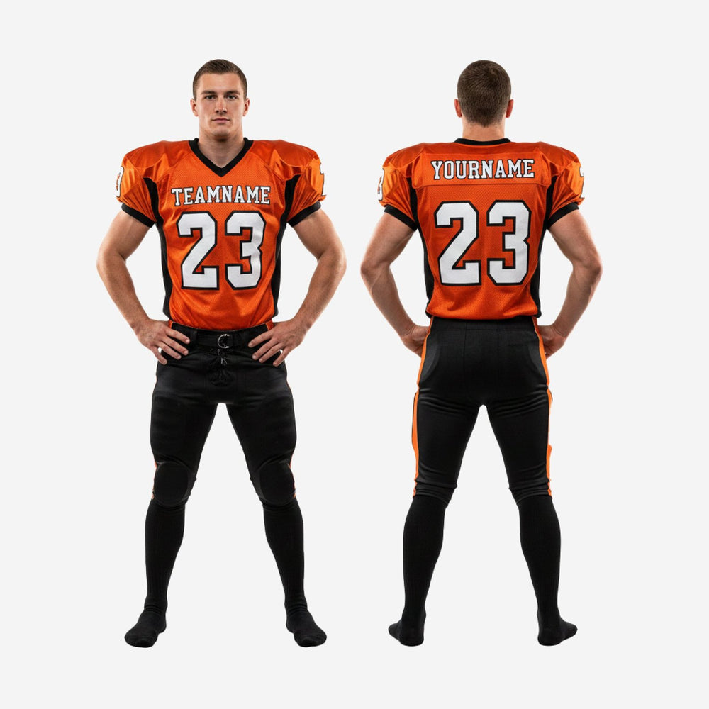 Bold Stripe Custom Football Uniforms for Leagues - Orange and Black