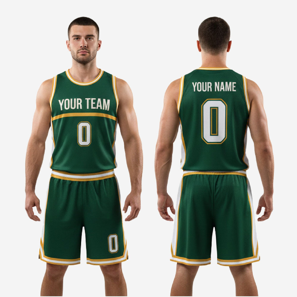 Forest Green & Gold Basketball Uniform Kit | Custom Sublimated Set