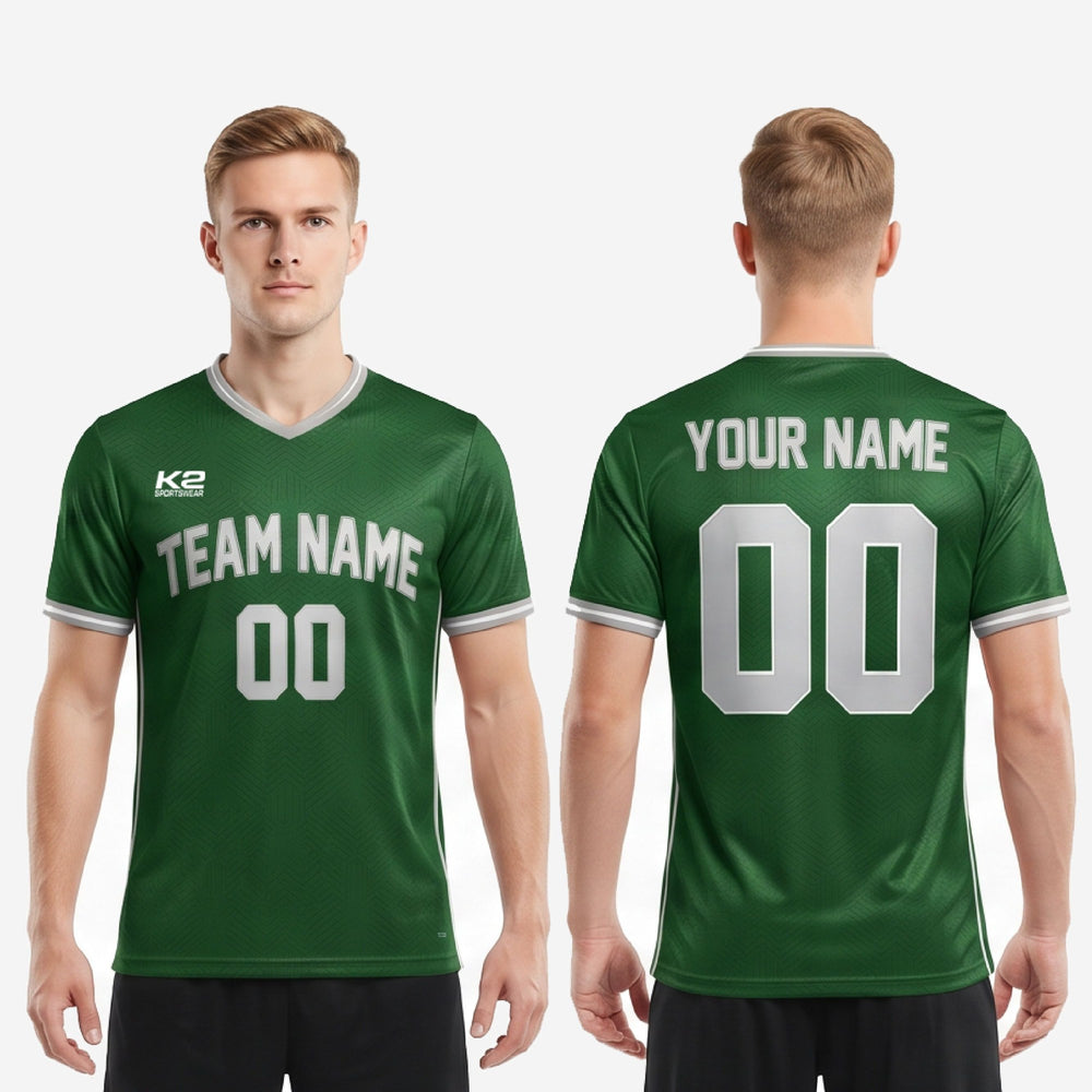 White Trim Custom Green Soccer Jersey Team - Forest Green
