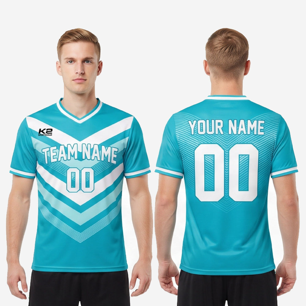 Full Print Custom Soccer Tops - Teal White
