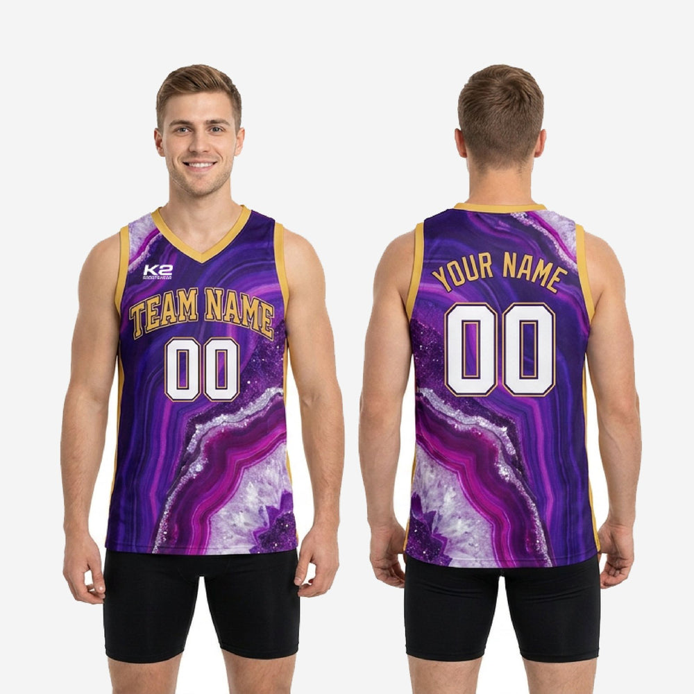 Game Day Full Sublimation Basketball Jerseys - Custom Purple Gold