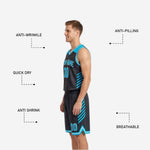 Back view of charcoal reversible basketball jersey showing back number and player name placement sublimated on the dark charcoal side