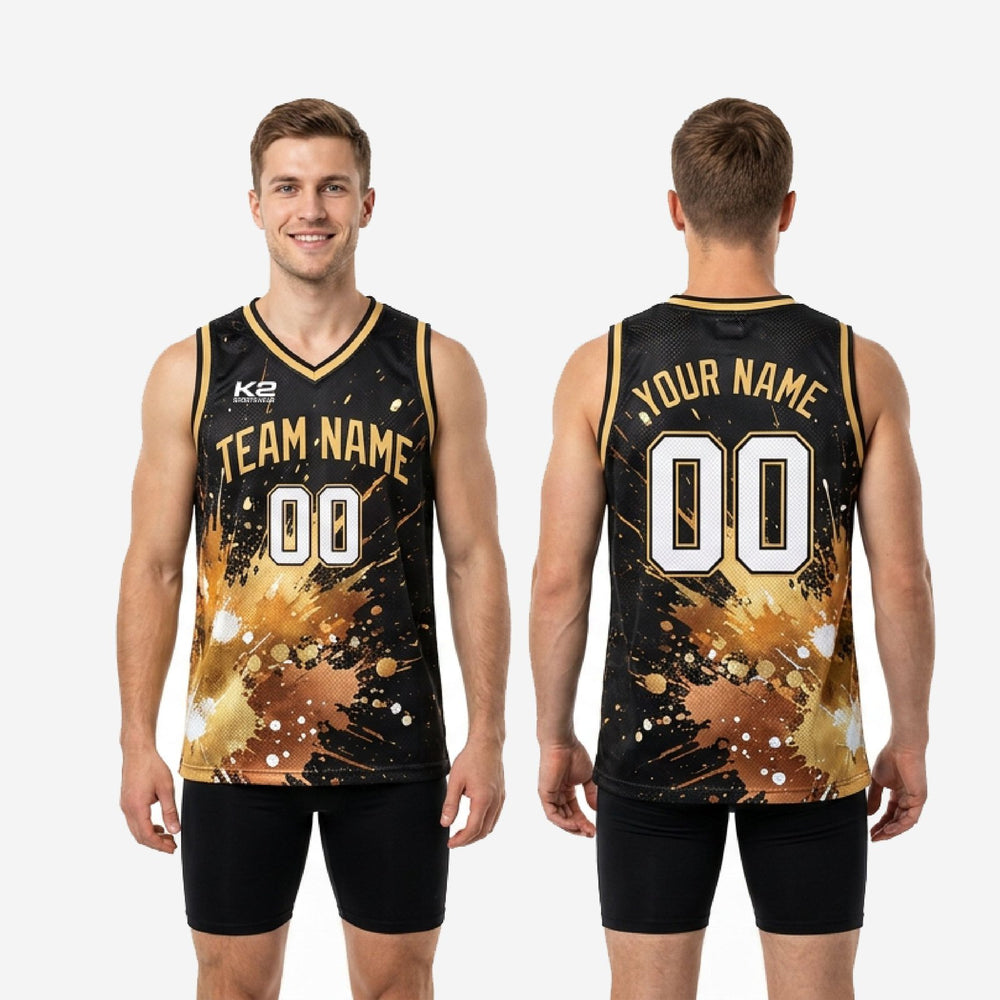Gold Basketball Jerseys - Custom Black and Gold for Full Rosters
