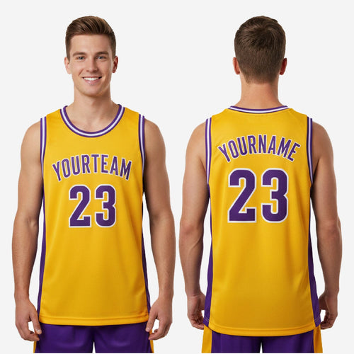 Court Ready Custom Gold Basketball Jerseys - Gold and Purple