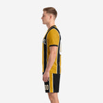 Custom soccer uniforms for teams in Athletic Gold and Black, side profile right view